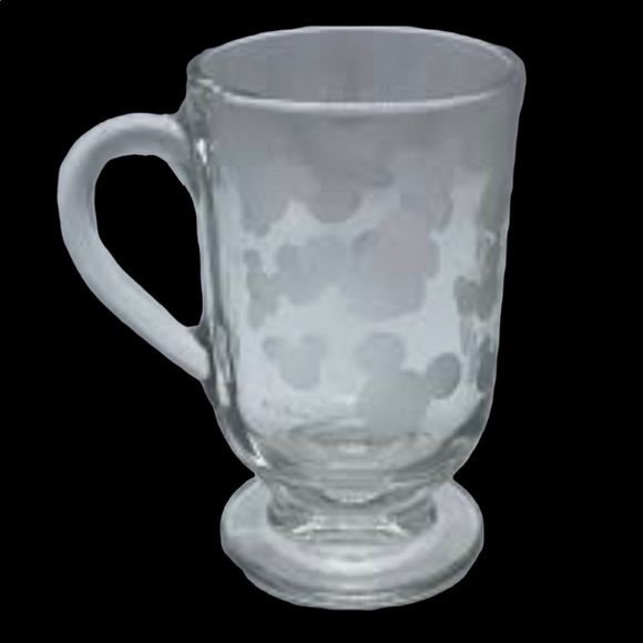 Disney Frosted Mickey Mouse Ears On 10 Oz Pedestal Mug- 5” Tall -Libbey Glass - Picture 1 of 8